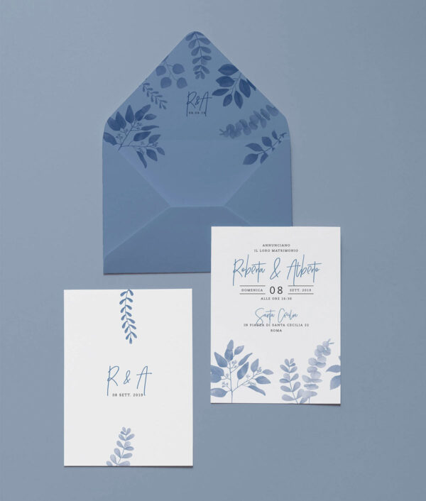 Partecipazione Busta Stampata Rametti Blu