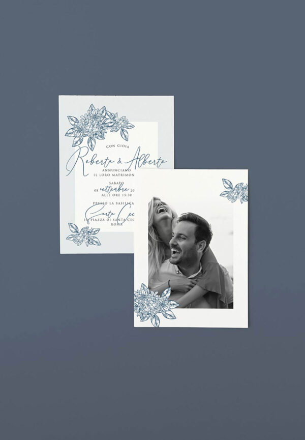 Partecipazione Fotografica Blu Vintage