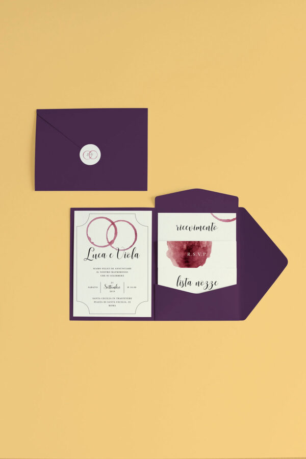 Partecipazione Pocket Fold Vino