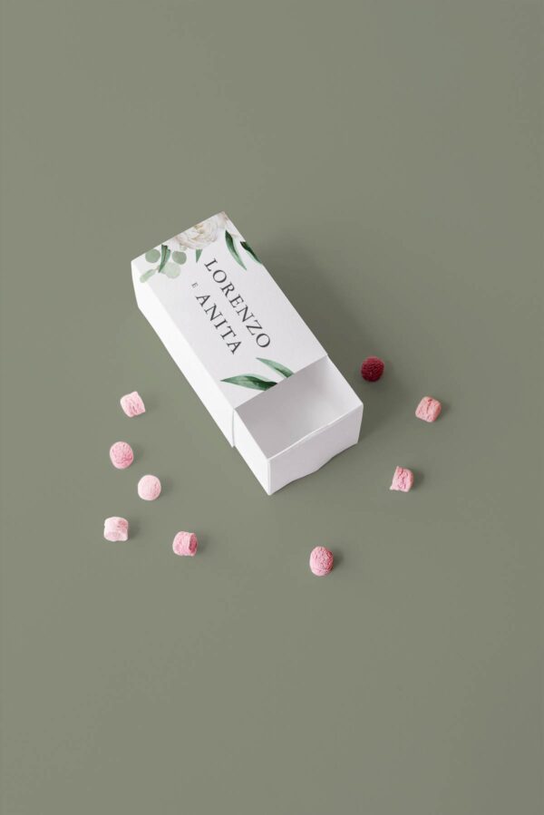 Rosa Bianca Scatola Fiamiferi Mockup Fronte