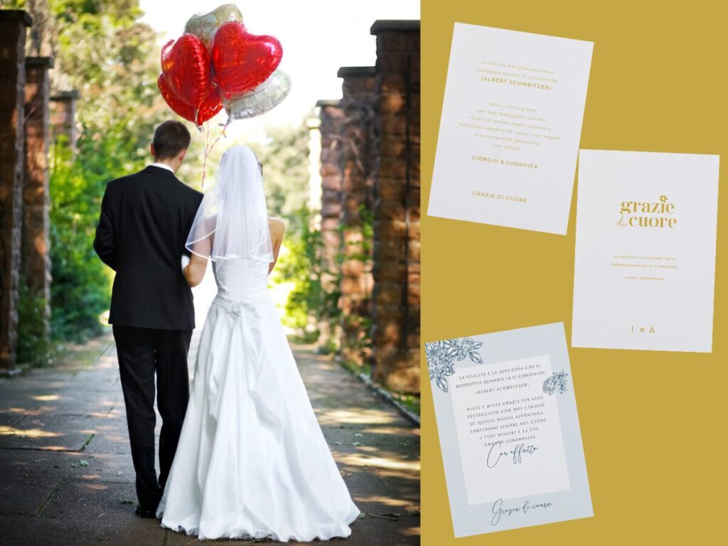 biglietti di ringraziamento per matrimonio