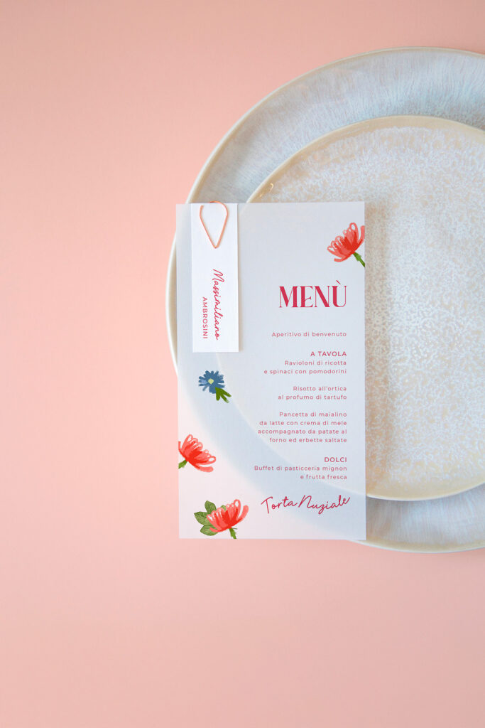 menù di nozze vellum Delia segnaposto