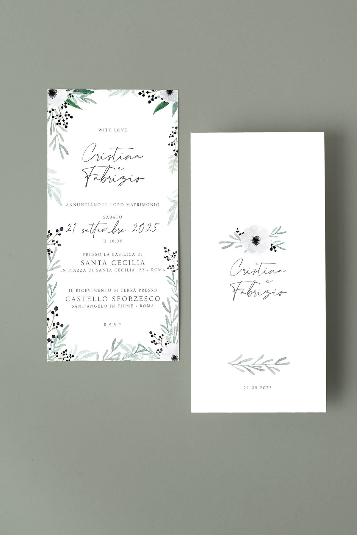 Partecipazione di Matrimonio Anemoni Essential Verticale