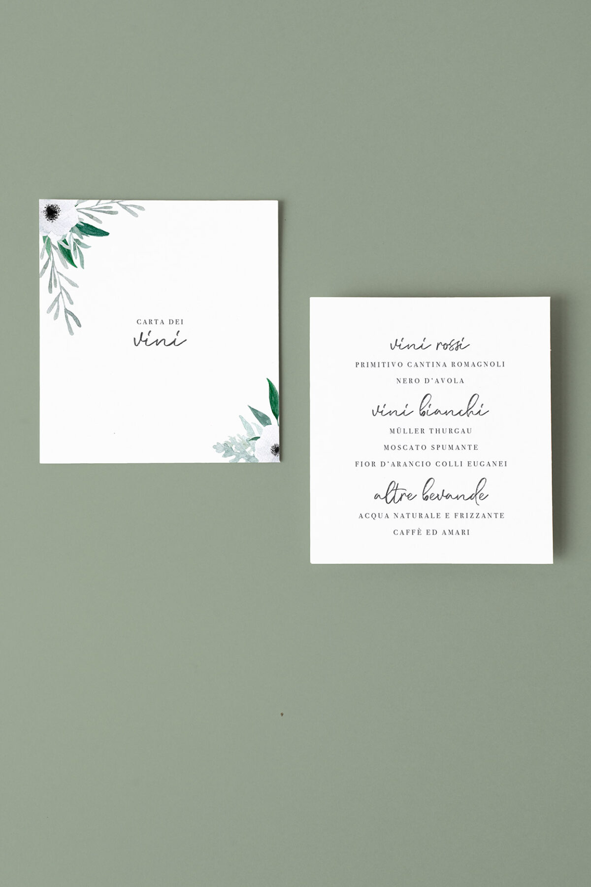 Menu Carta dei Vini Anemoni