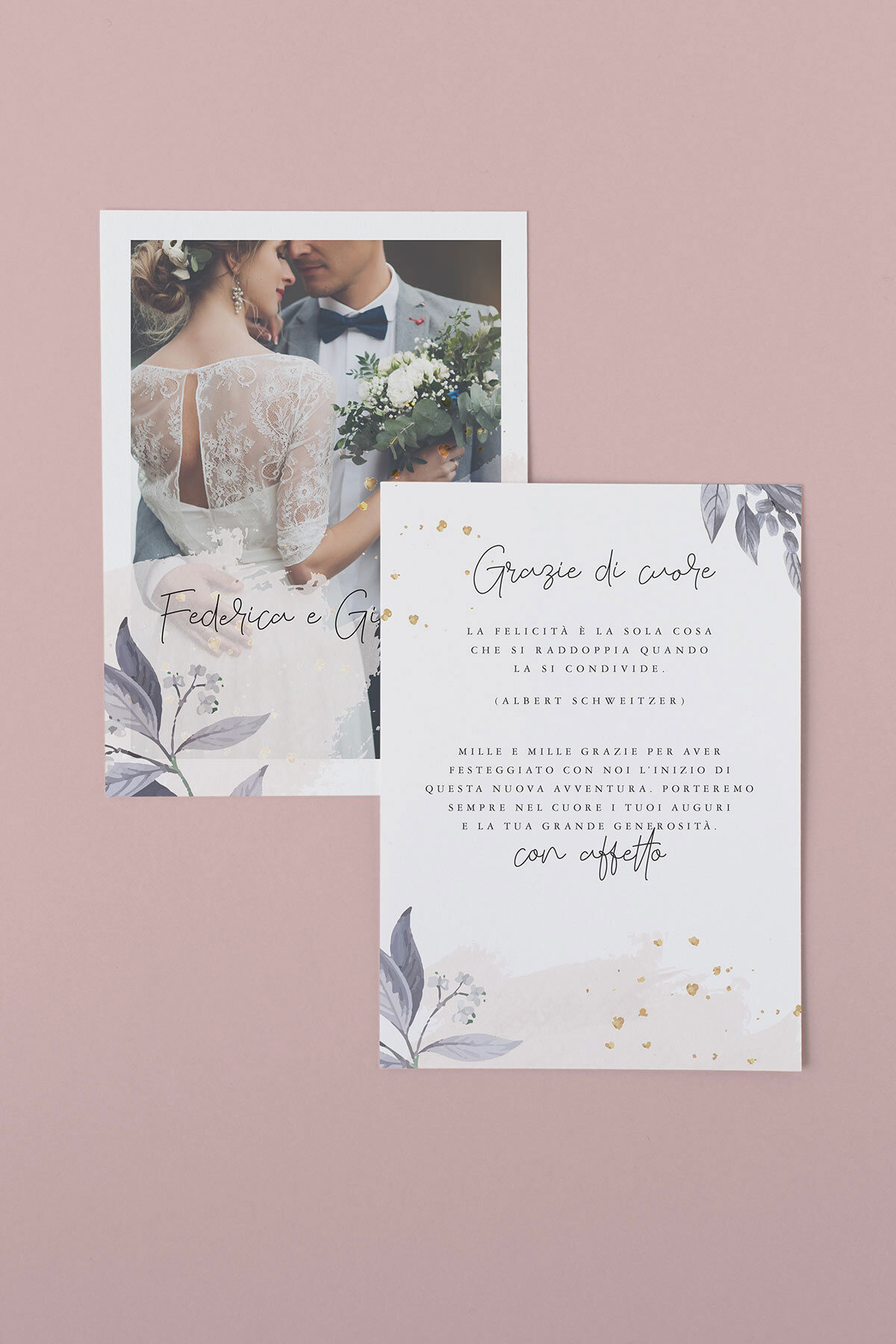 Biglietto Di Ringraziamento Fotografico Rose Gold
