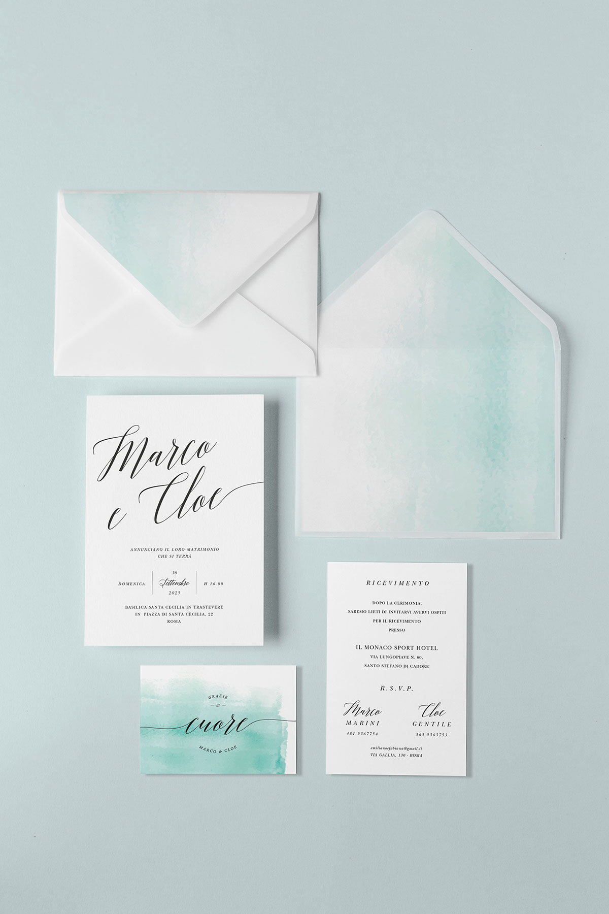 Partecipazione Vellum con Liner Acquerello