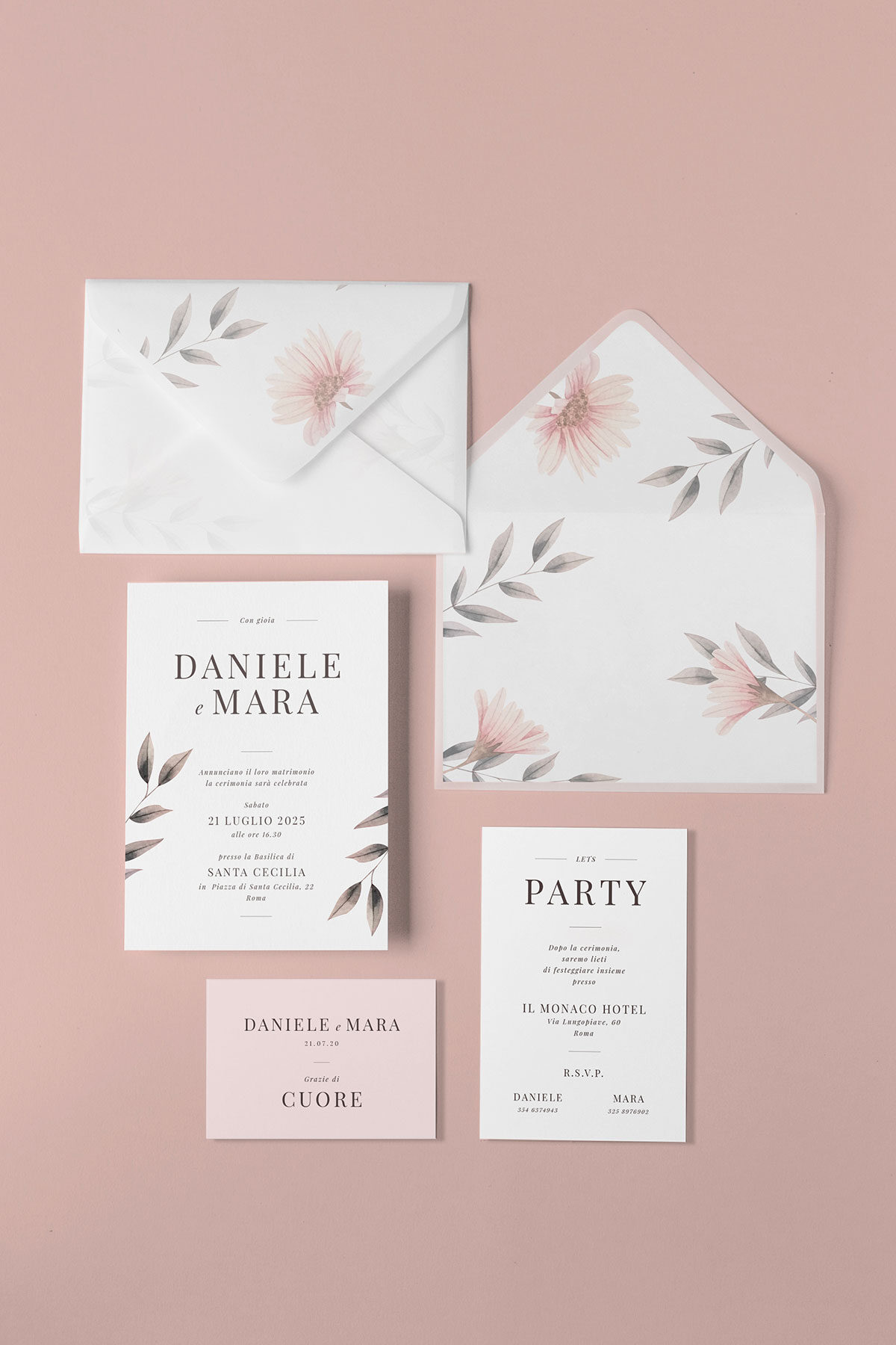 Partecipazione Vellum con Liner Blush