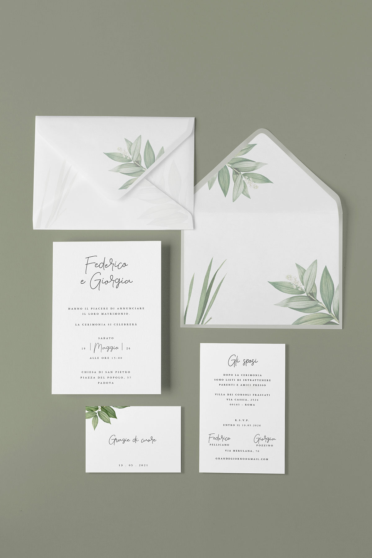 Partecipazione Vellum con Liner Botanico