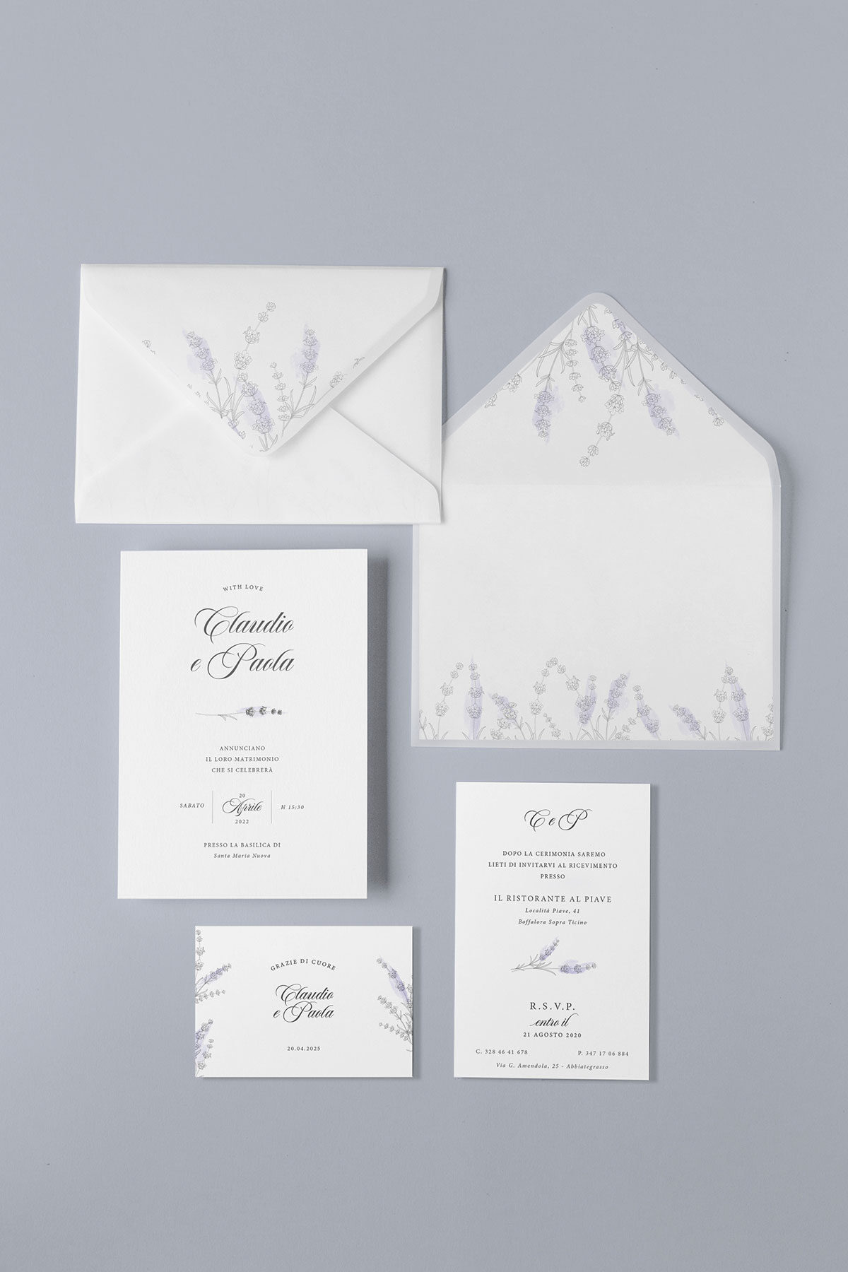 Partecipazione Vellum con Liner Lavanda