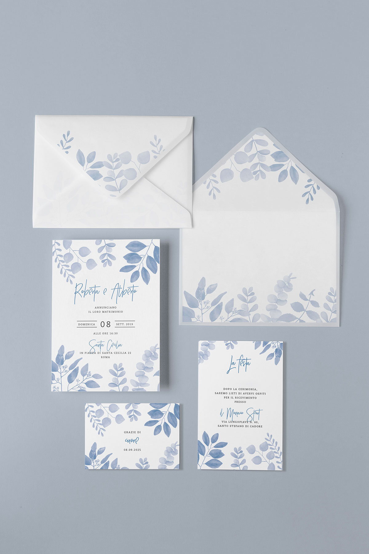 Partecipazione Vellum con Liner Rametti Blu