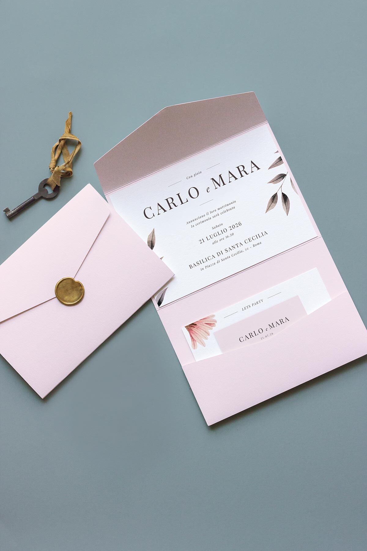 Partecipazione Cofanetto Orizzontale Blush