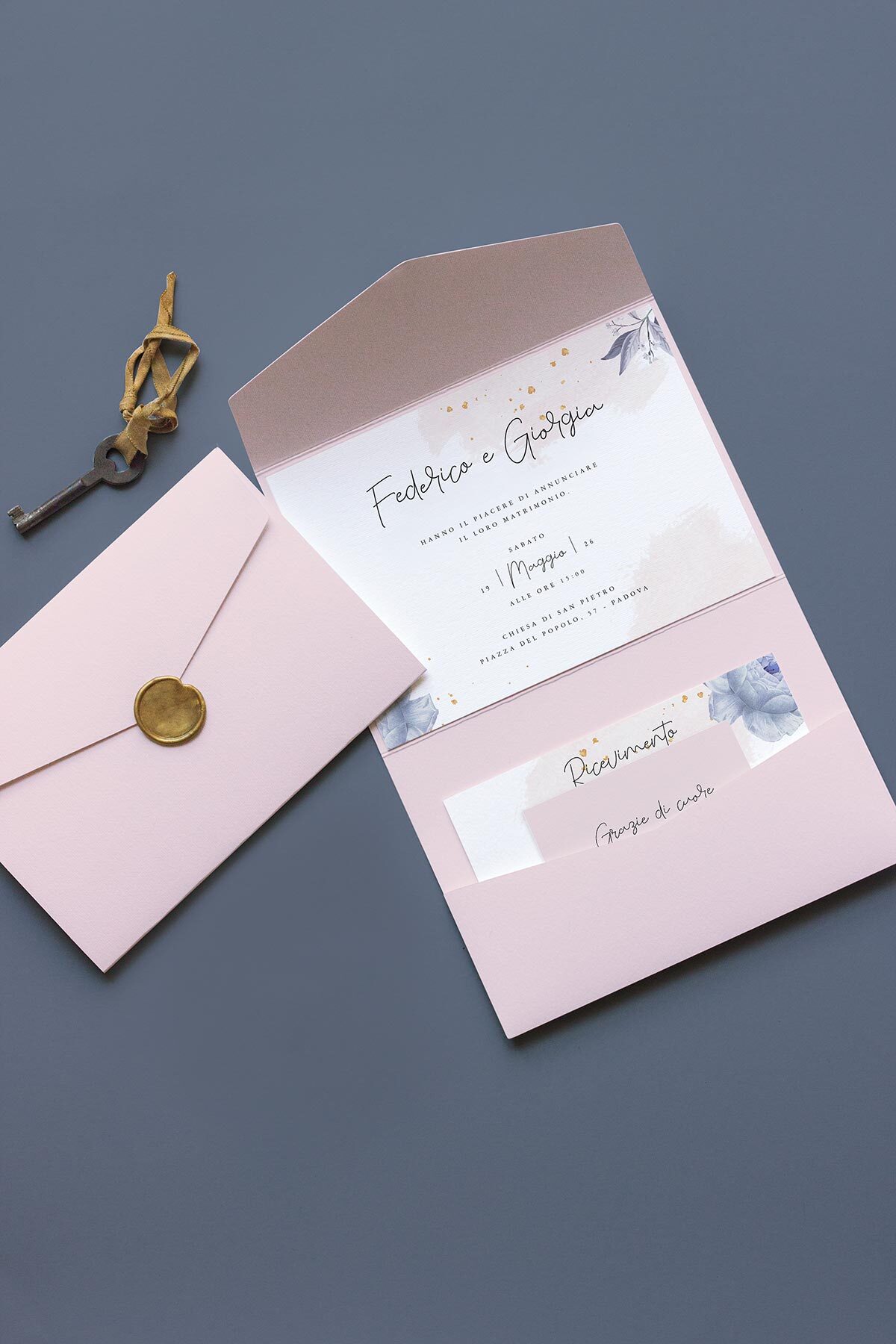 Partecipazione Cofanetto Orizzontale Rose Gold