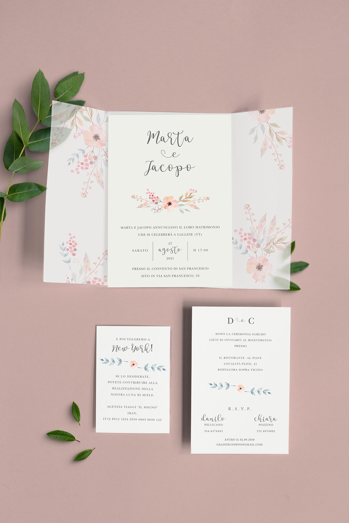 Partecipazione Trasparente Cofanetto Semplice Bloom