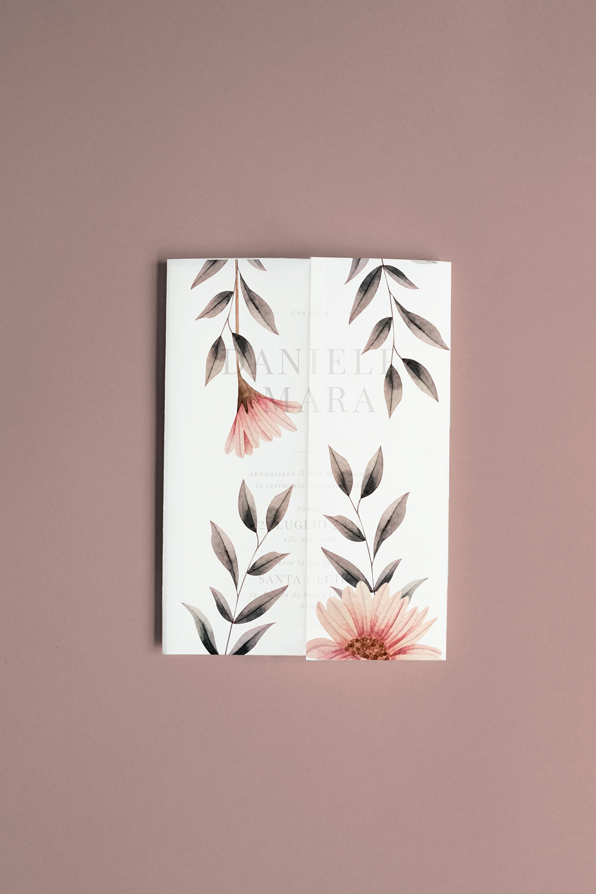 Partecipazione Trasparente Cofanetto Semplice Blush