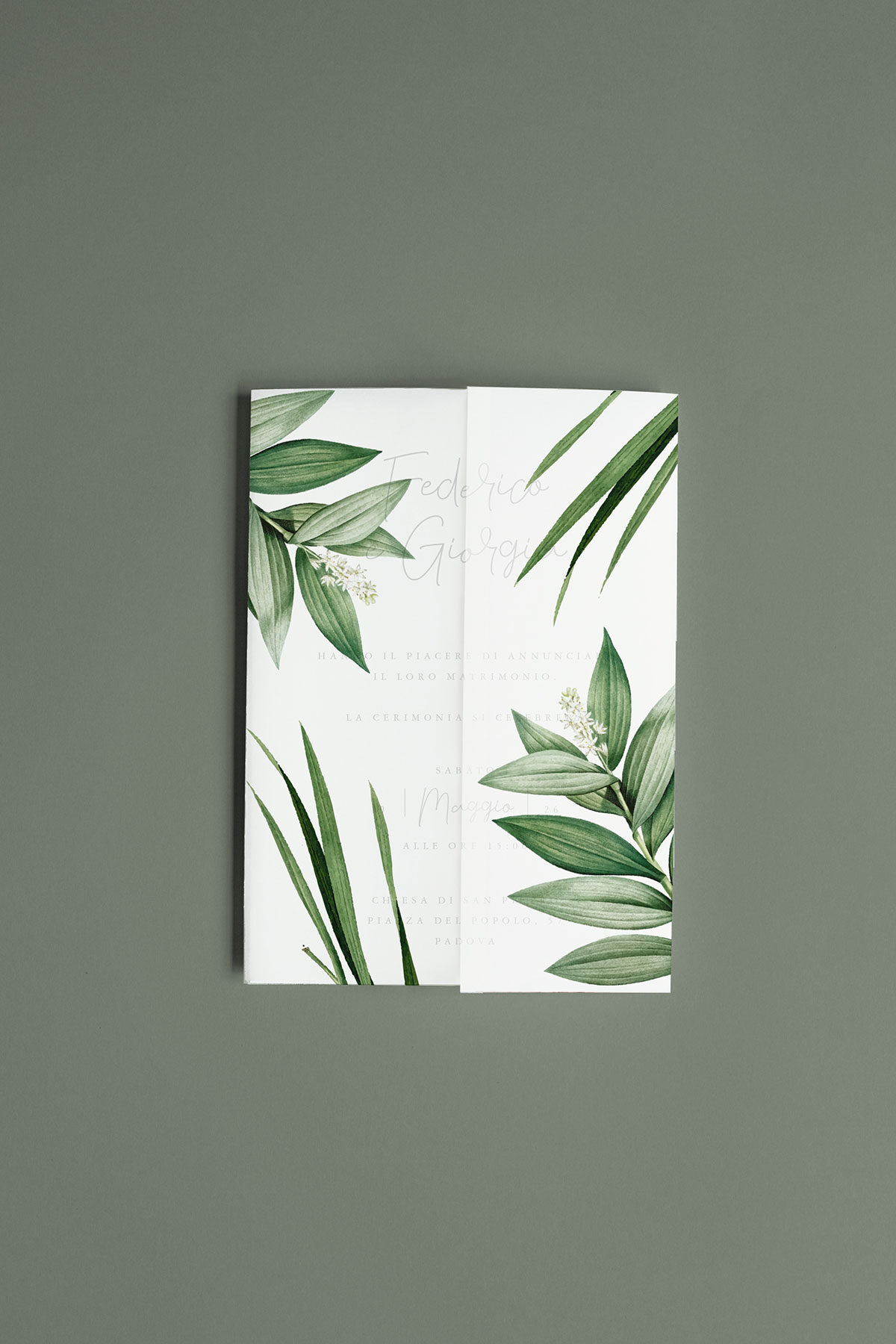 Partecipazione Trasparente Cofanetto Semplice Botanico