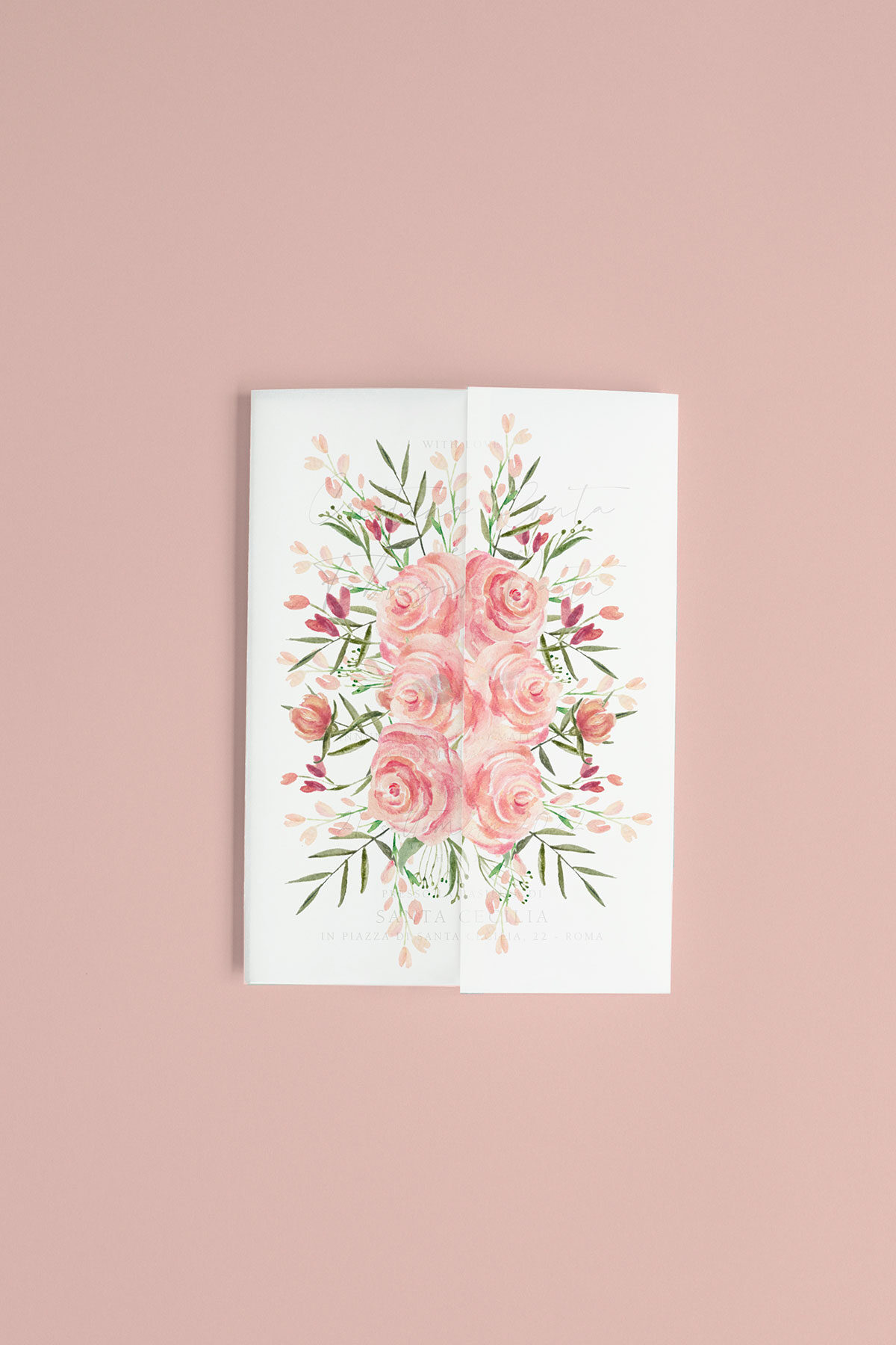 Partecipazione Trasparente Cofanetto Semplice Peonie