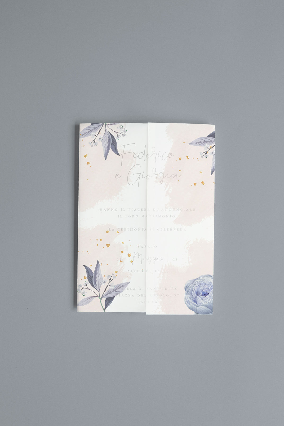 Partecipazione Trasparente Cofanetto Semplice Rose Gold