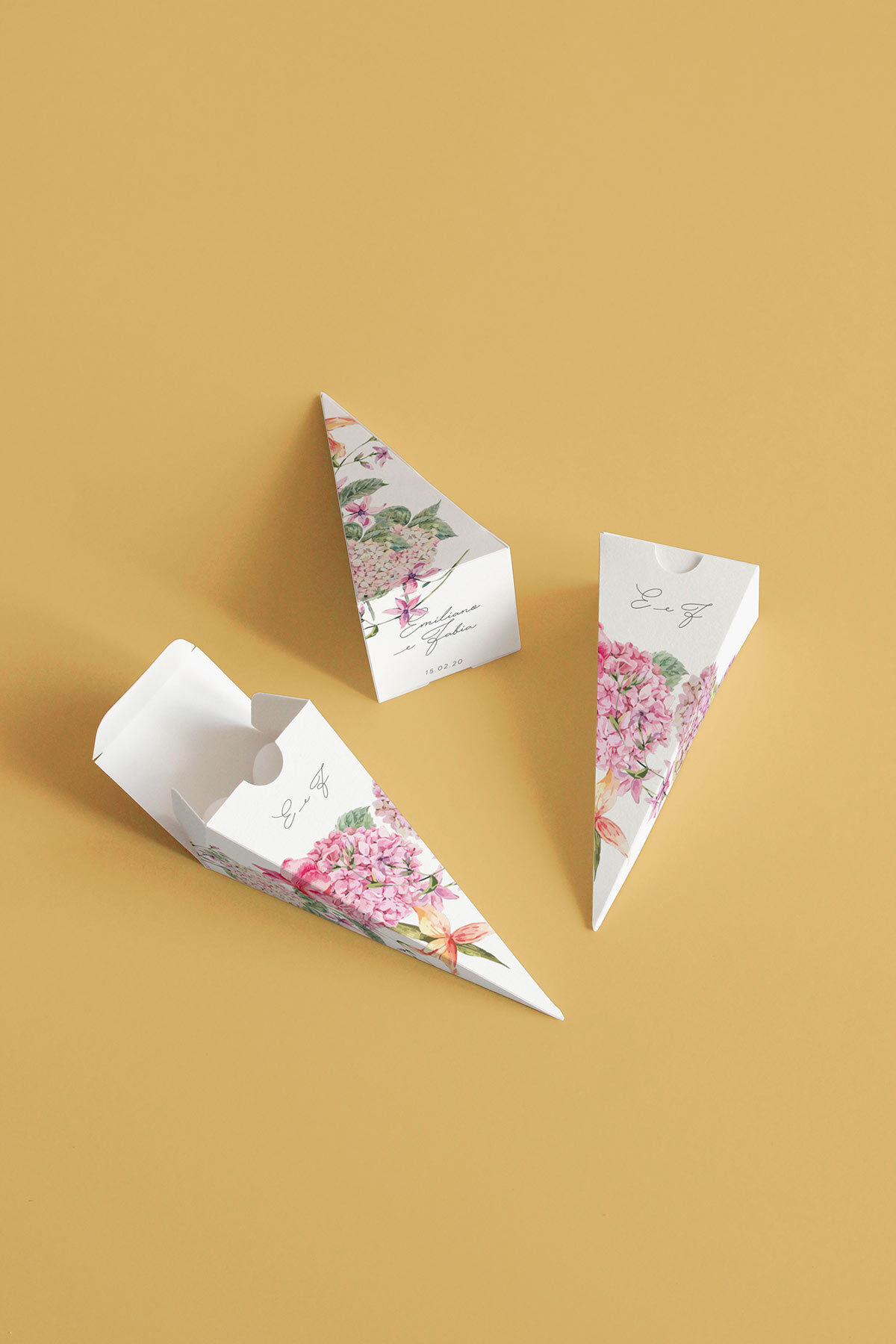 Cono Portariso A Piramide Stampato Ortensie Classiche
