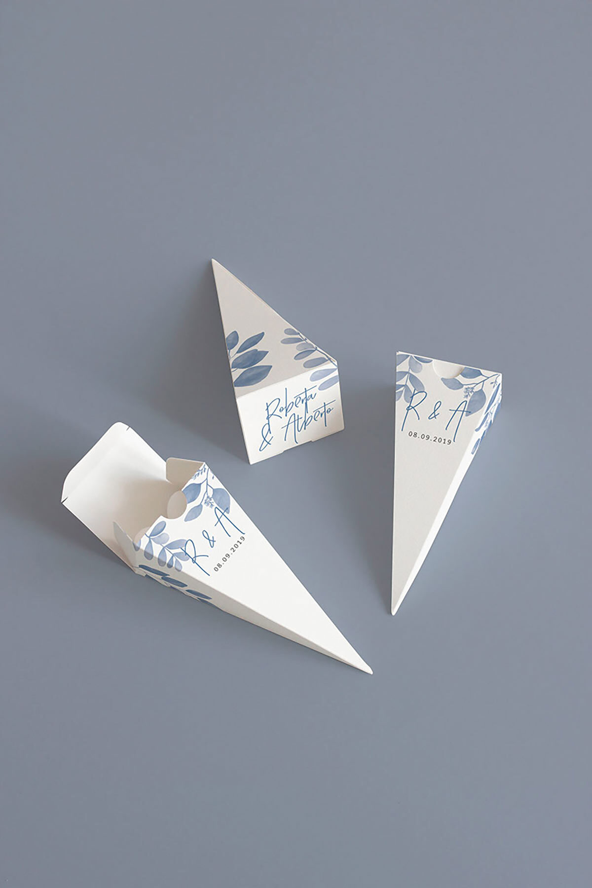 Cono Portariso A Piramide Stampato Rametti Blu