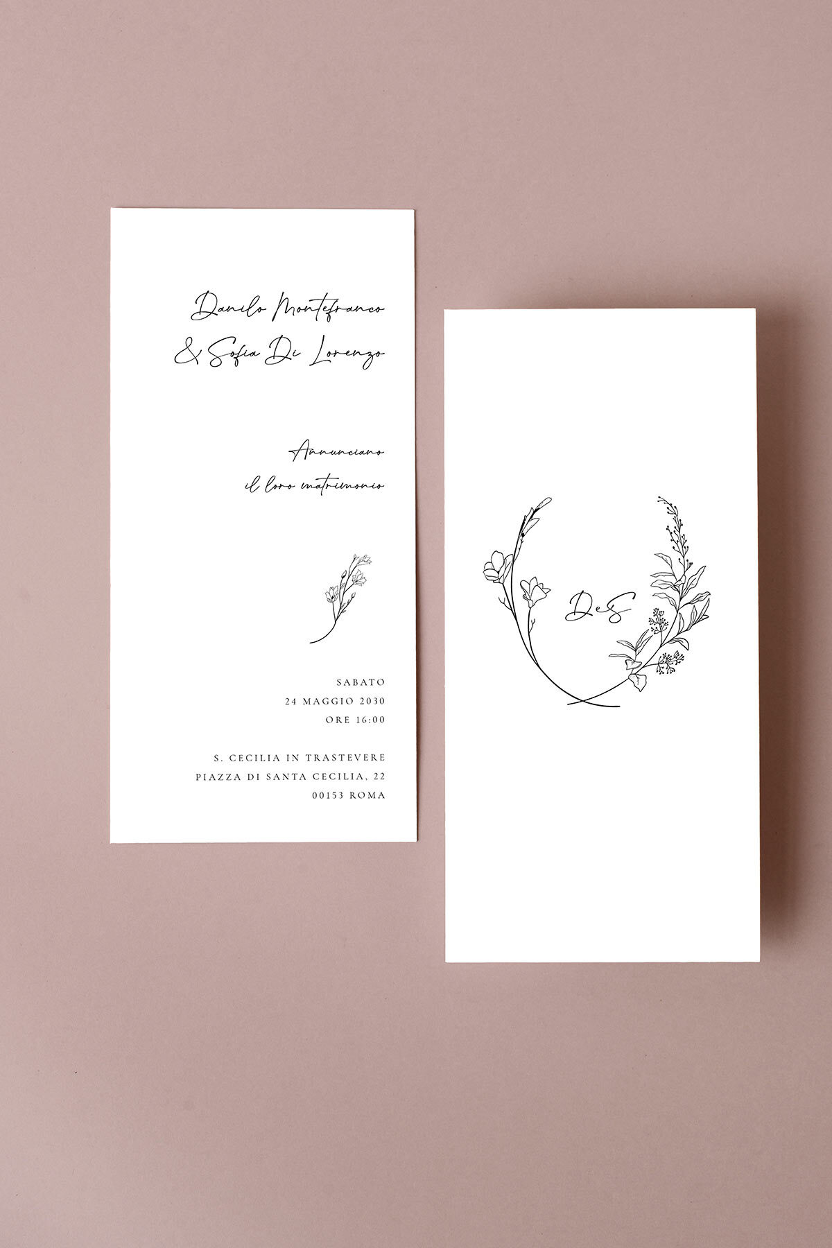 Partecipazione di Matrimonio Cotone Essential Verticale