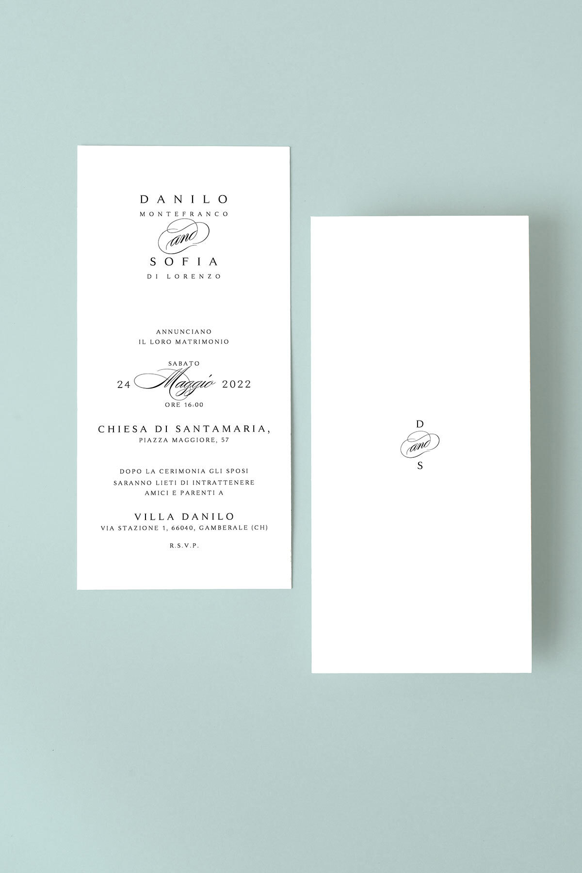 Partecipazione di Matrimonio Lake Gold Essential Verticale