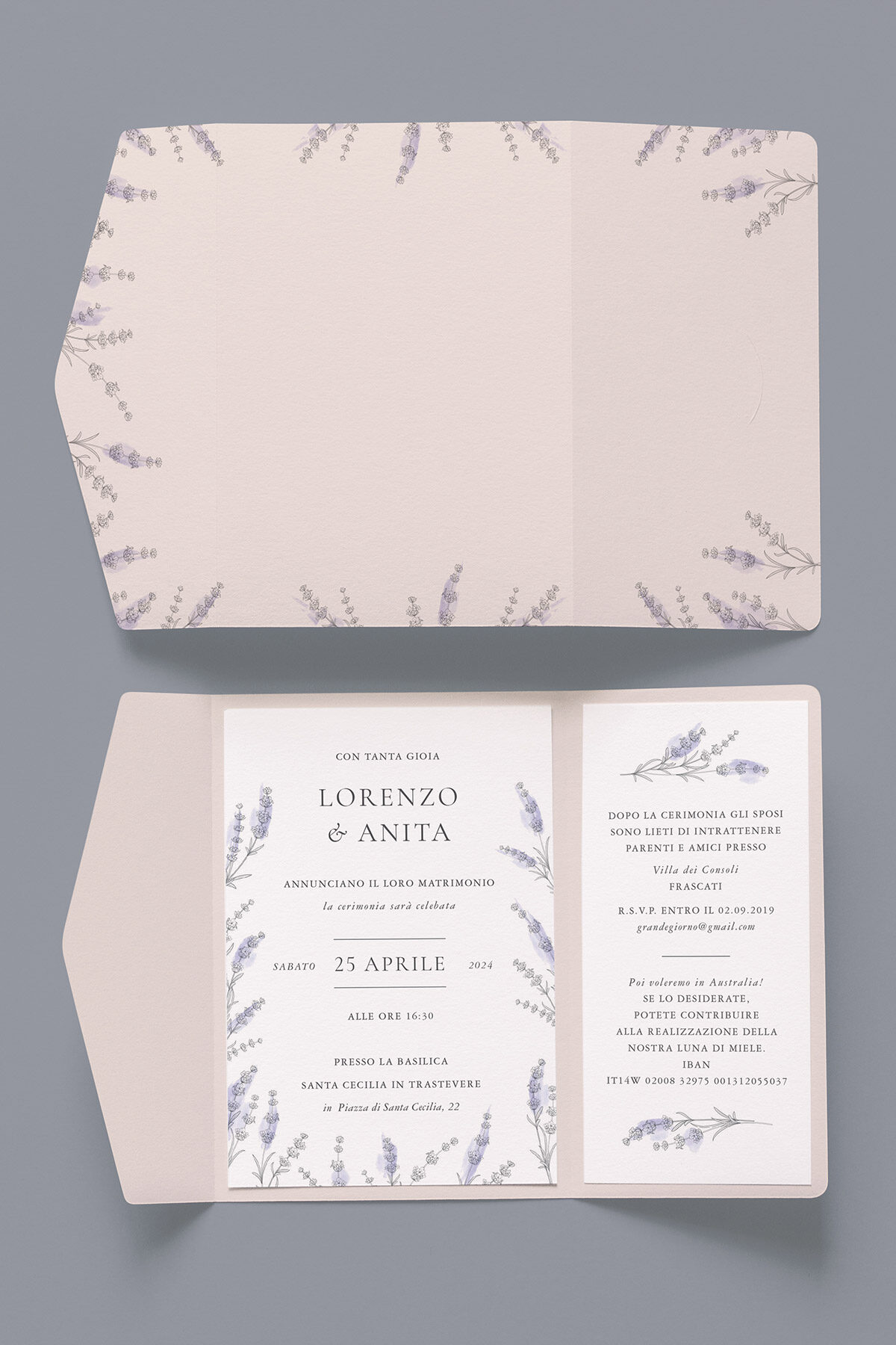 Partecipazione Nozze Cofanetto Easy Lavanda