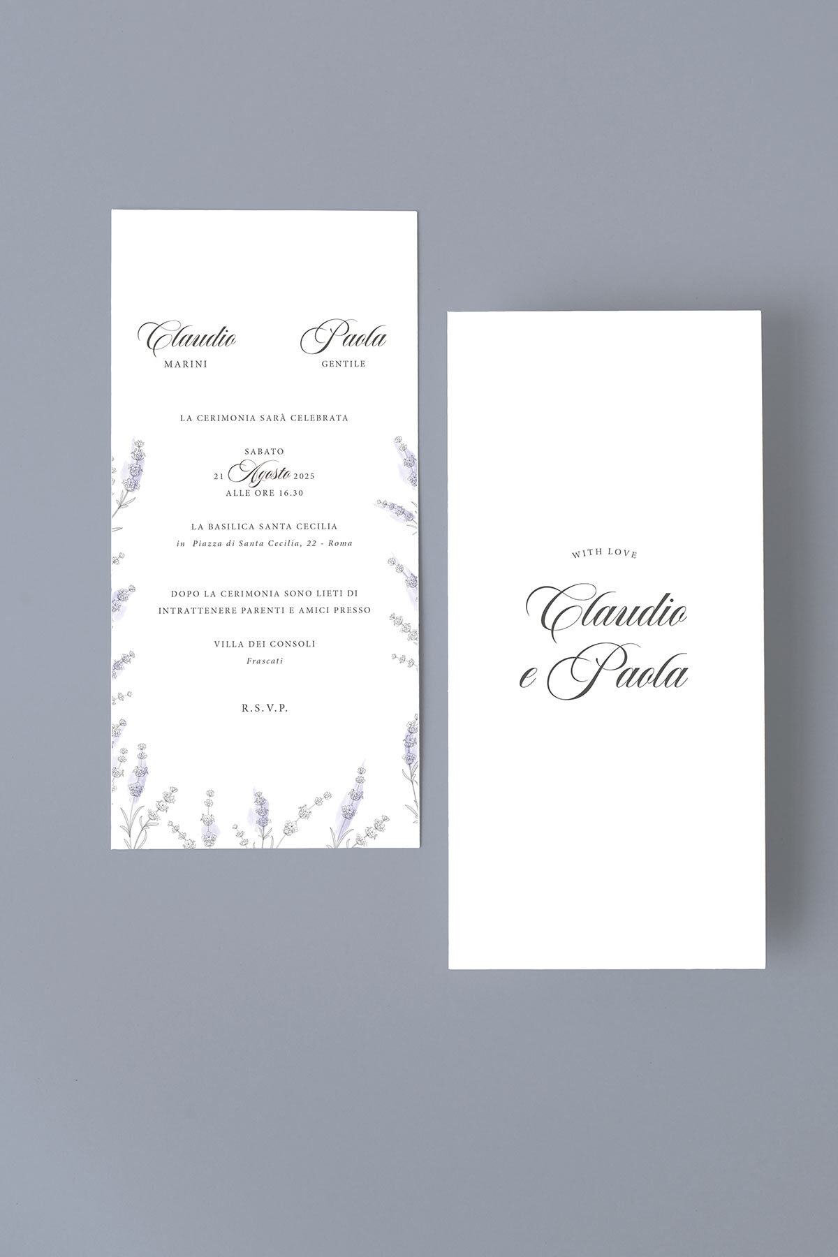 Partecipazione di Matrimonio Lavanda Essential Verticale