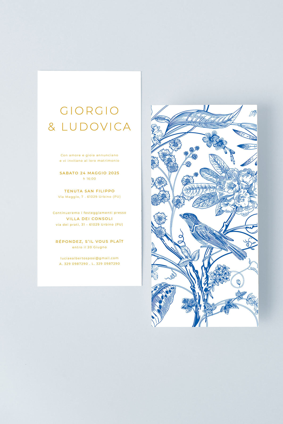 Partecipazione di Matrimonio Lilibet Blu Essential Verticale