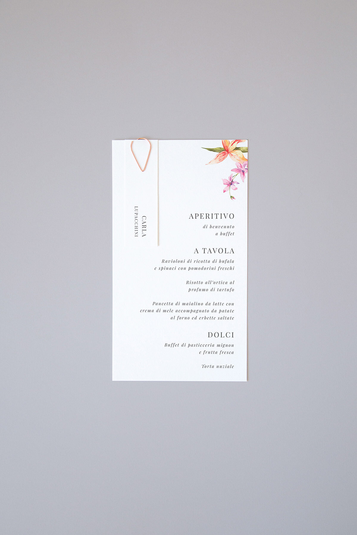 Menu con Segnaposto ortensie