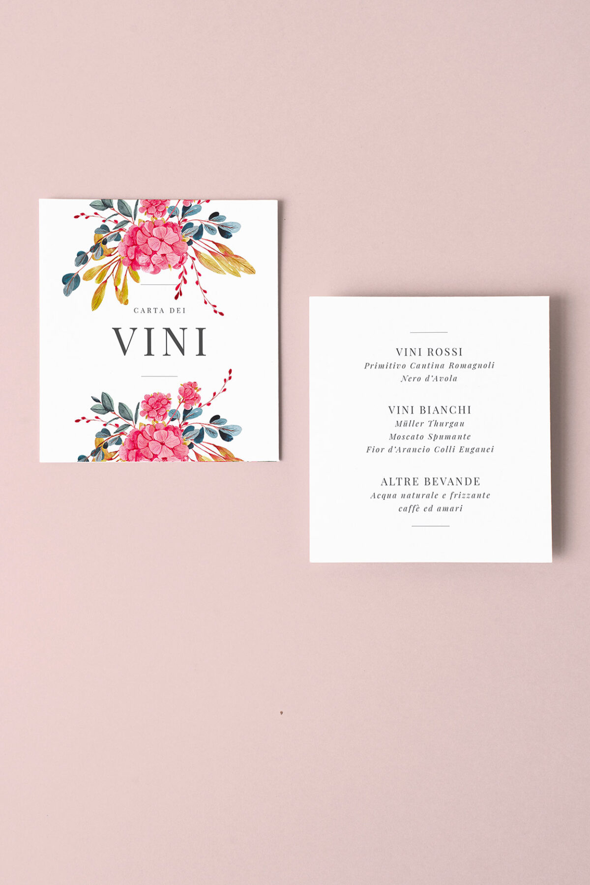 Menu Carta dei Vini Ortensie