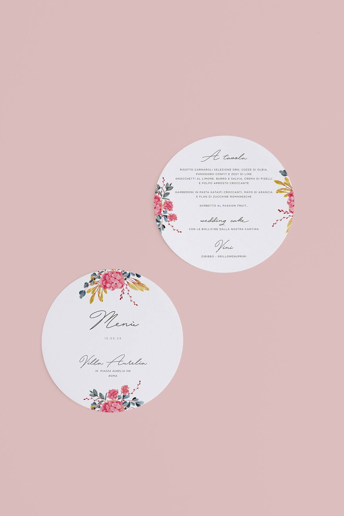 Menu Tondo Ortensie Moderne