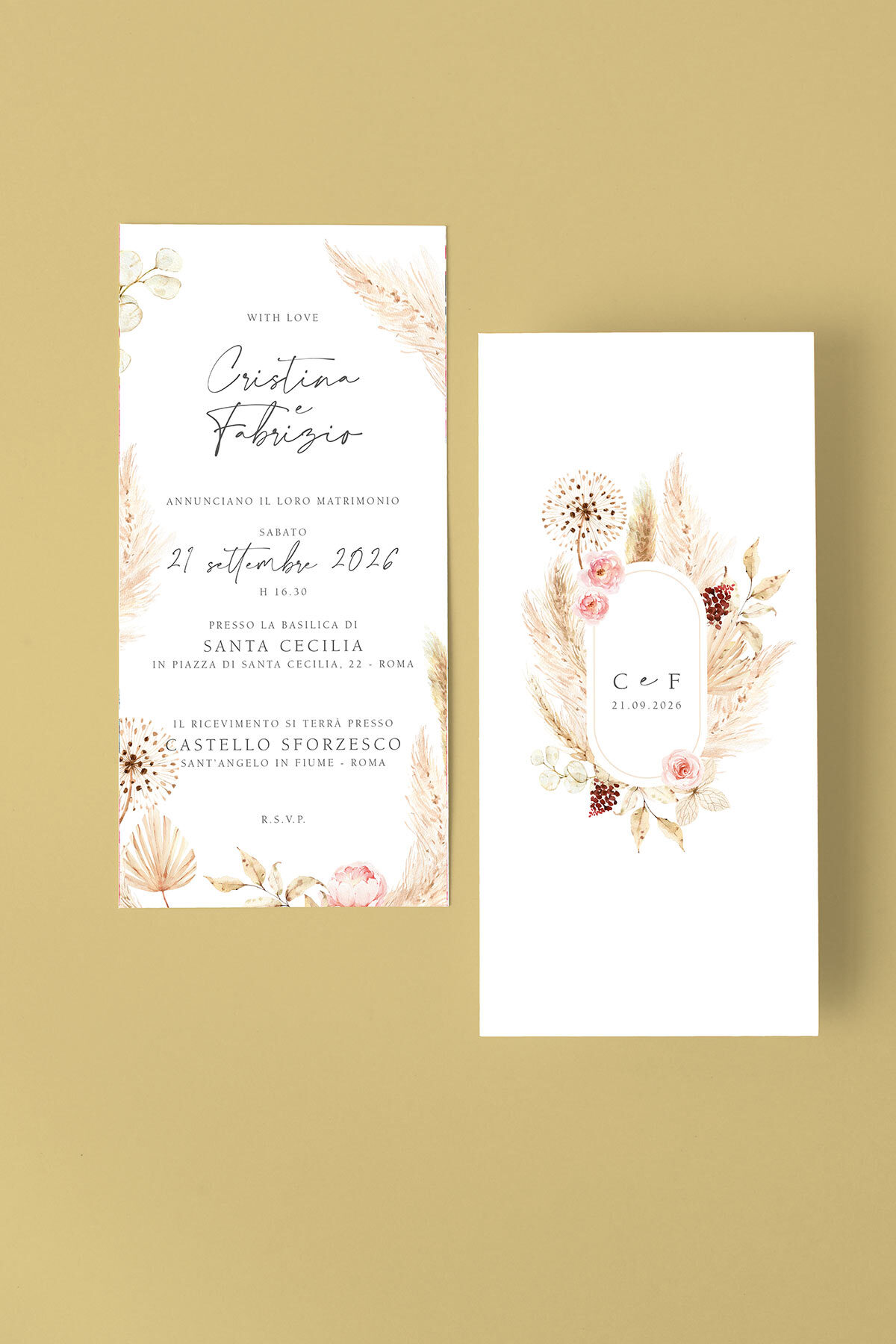 Partecipazione di Matrimonio Pampas Essential Verticale