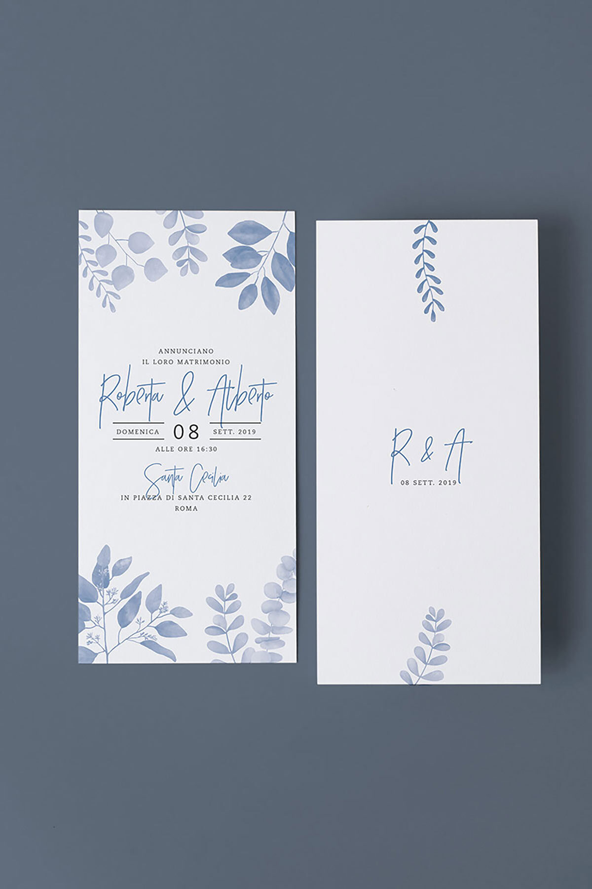 Partecipazione di Matrimonio Rametti Blu Essential Verticale