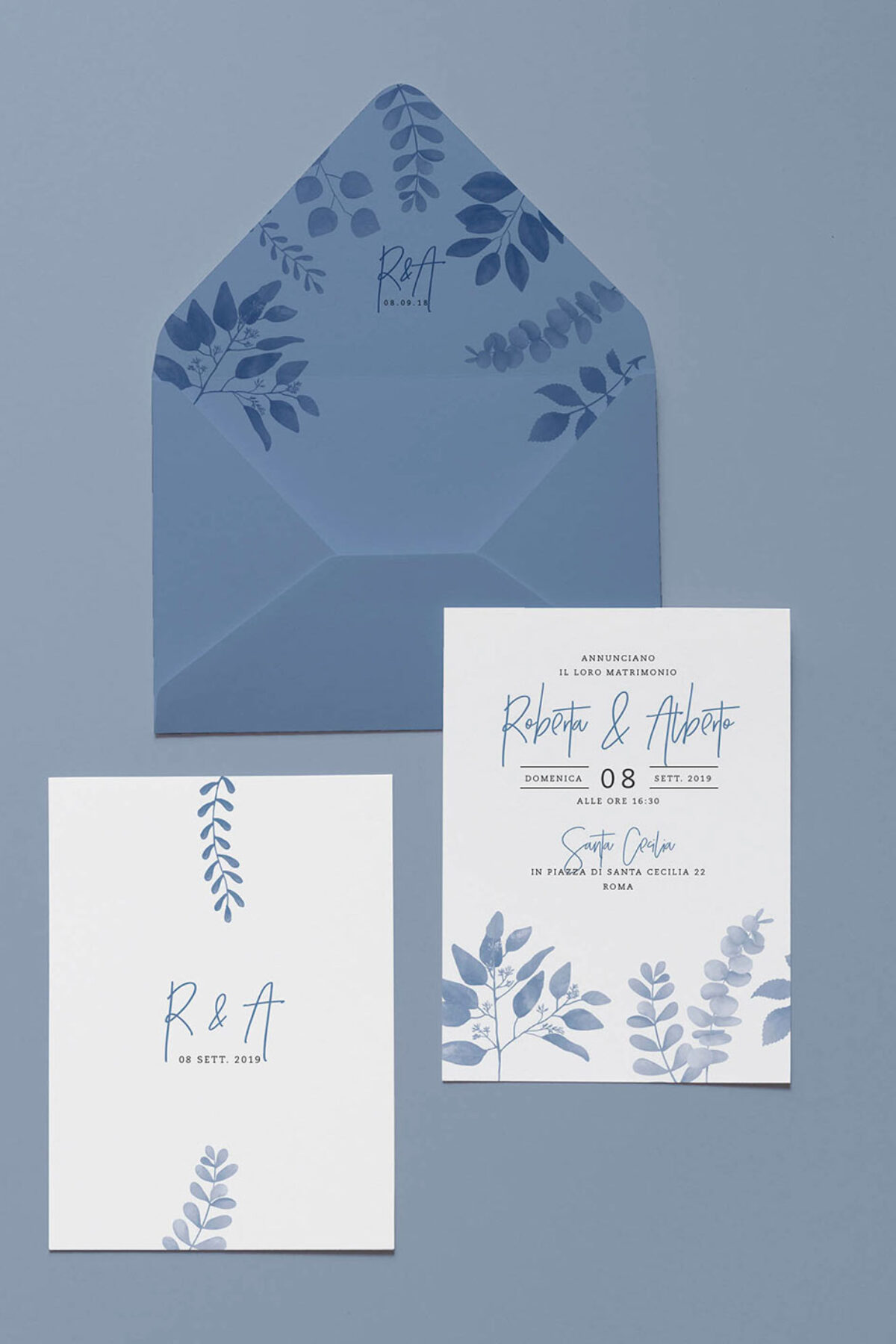 Partecipazione Busta Stampata Rametti Blu