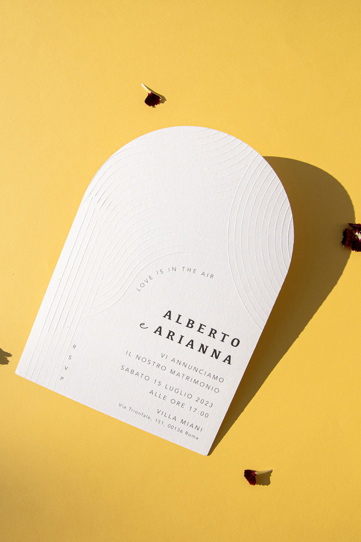 Partecipazione Con Dettagli Letterpress Waves
