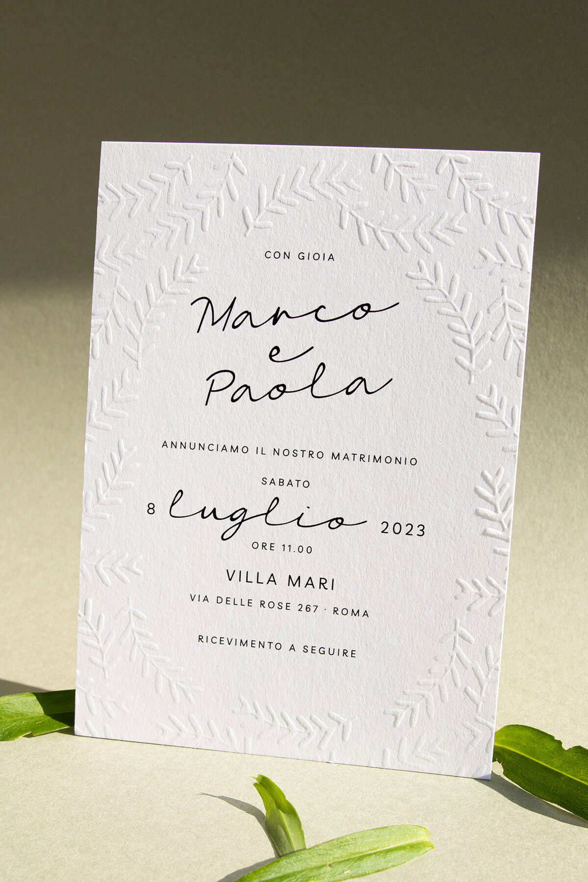 Partecipazione Con Dettagli Letterpress Zamia