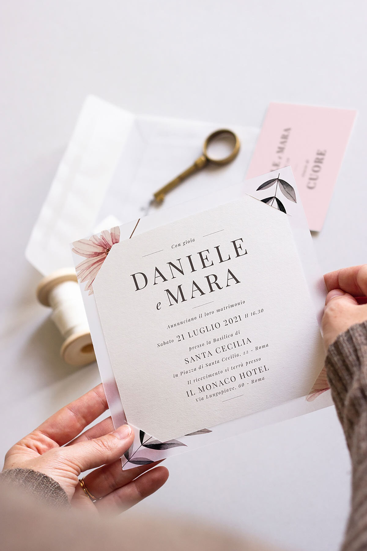 Partecipazione Cornice Trasparente Blush