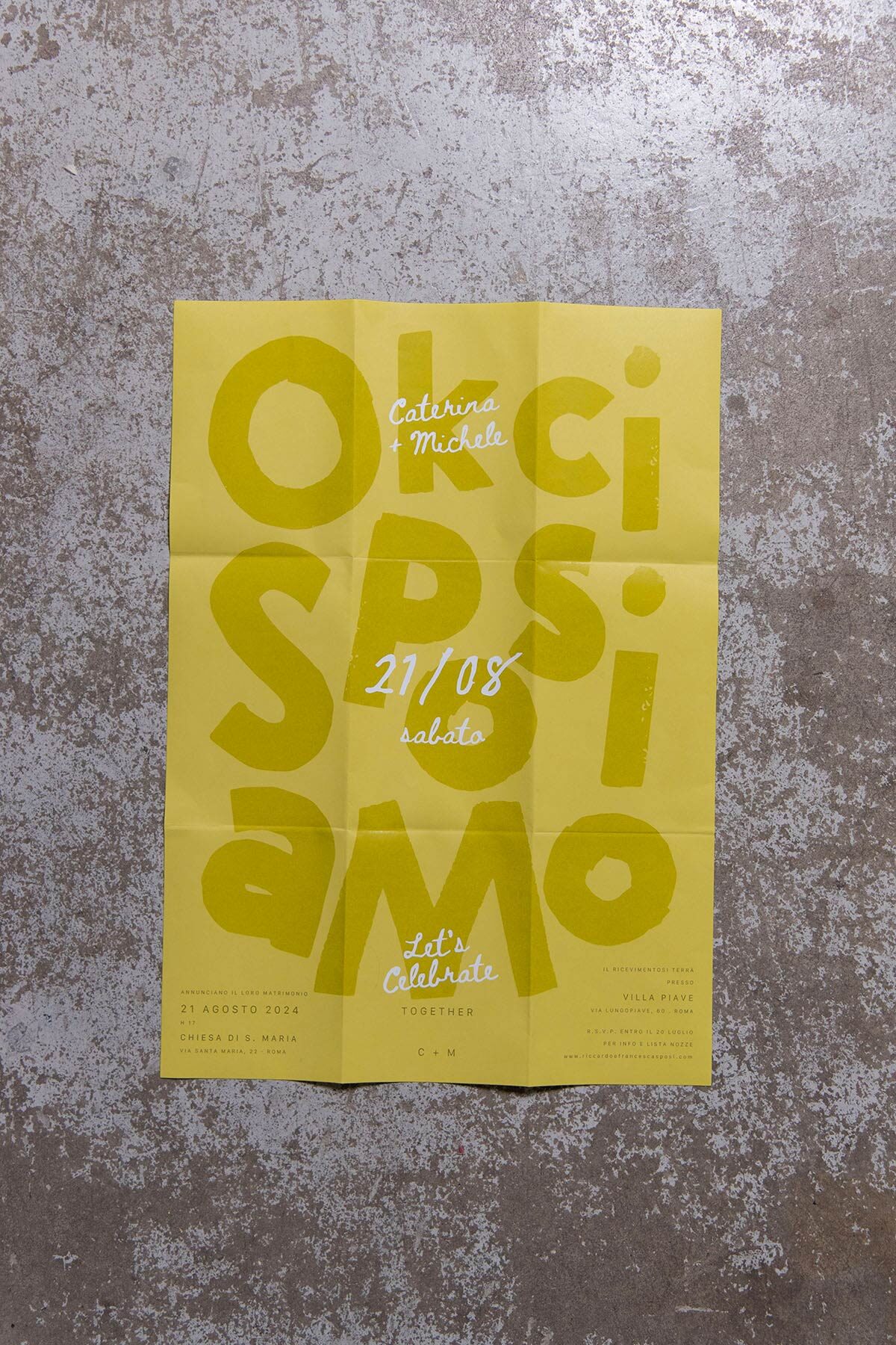 Partecipazione Poster Ok Ci Sposiamo Pistacchio