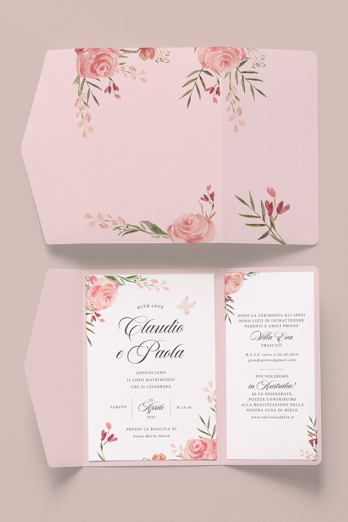 Partecipazione Nozze Cofanetto Easy Peonie