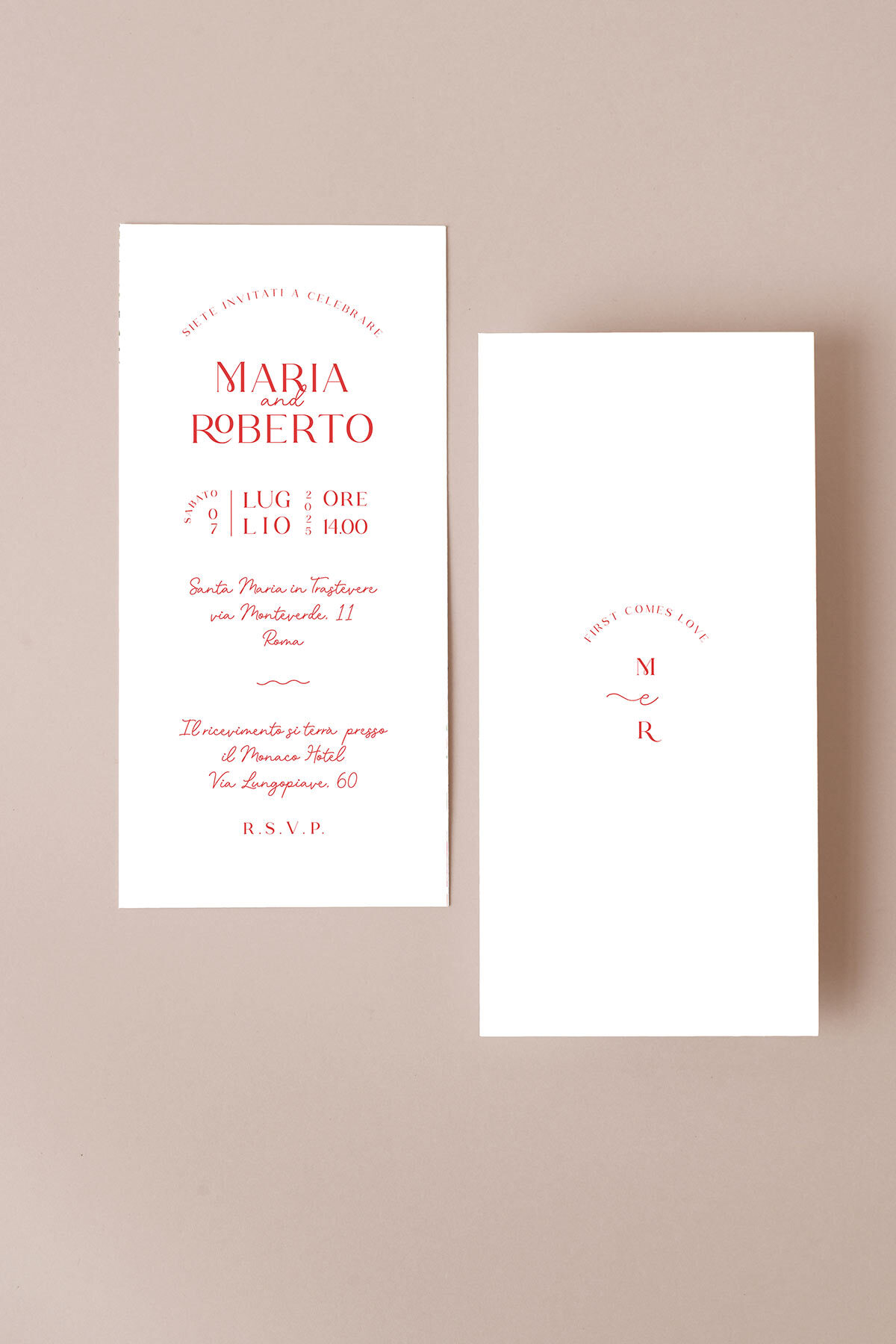 Partecipazione di Matrimonio Petite Rosso Essential Verticale
