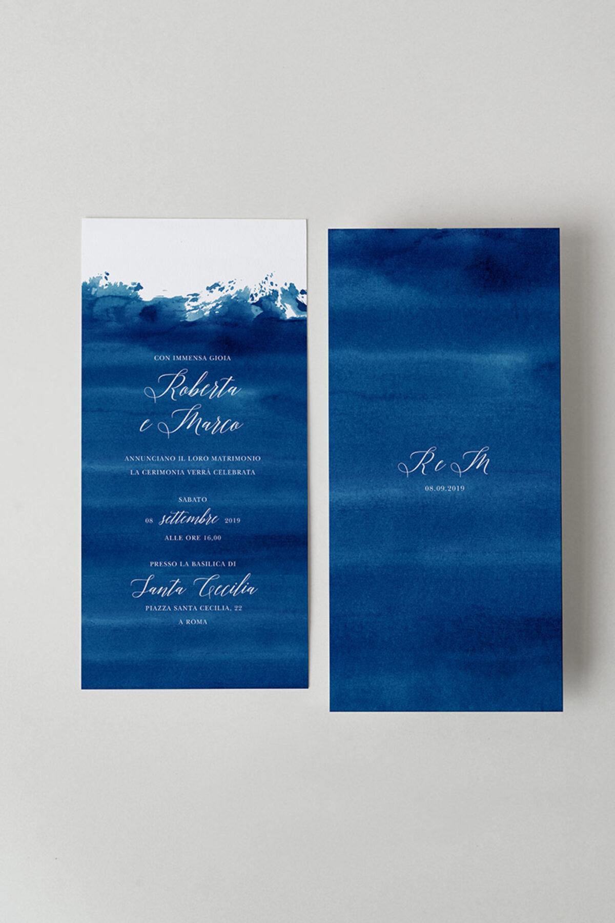 Partecipazione di Matrimonio Acqua Essential Verticale