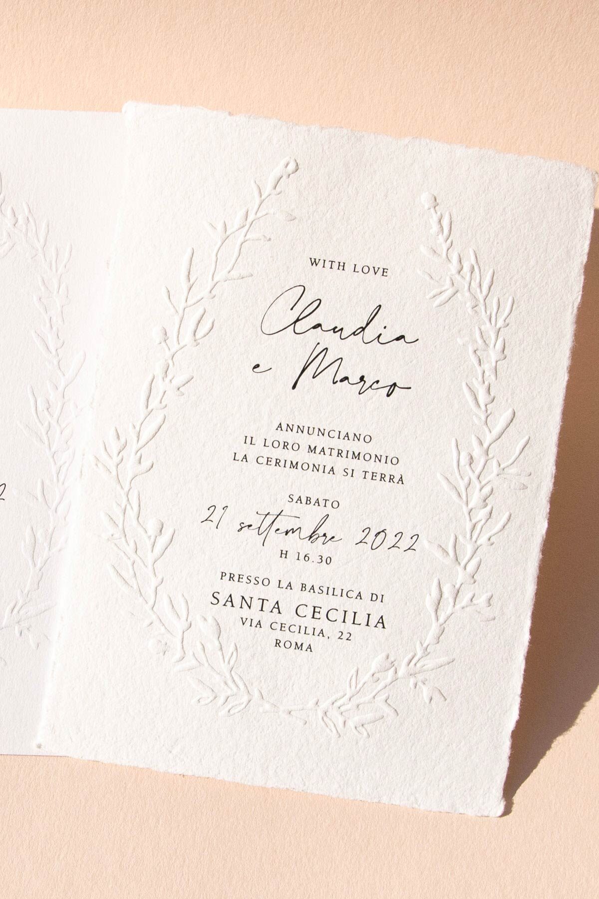 Partecipazione con Dettagli Letterpress – Floreale