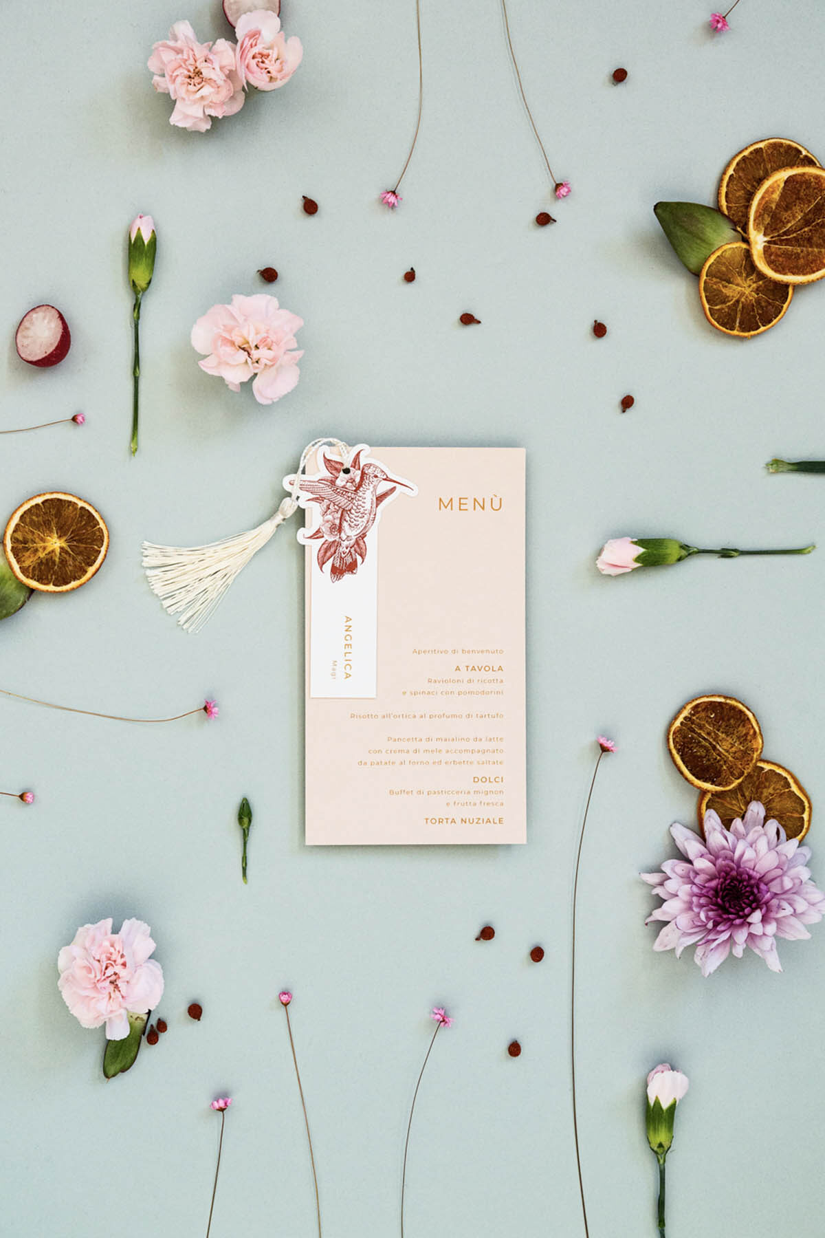 Menu Lilibet Quarzo con segnaposto Nappa