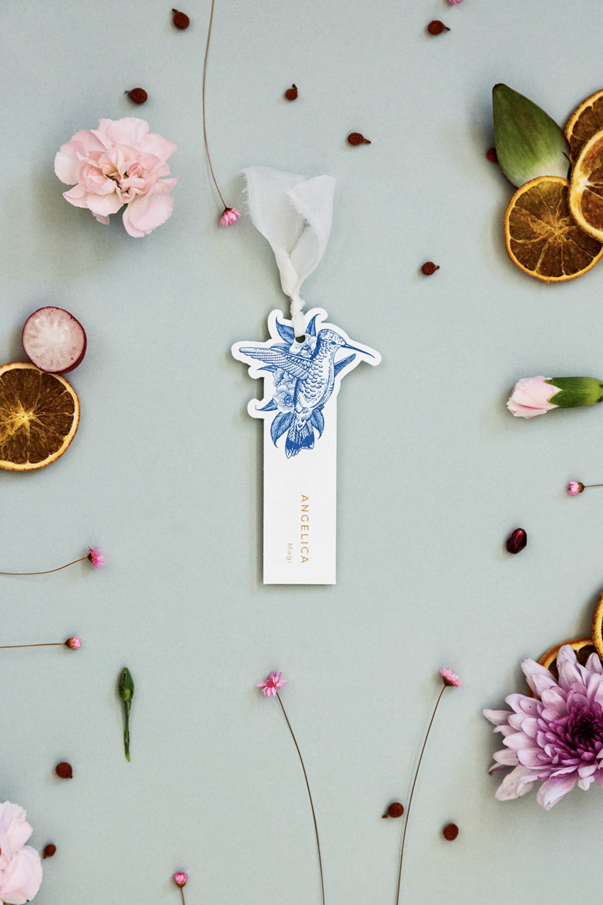 Segnaposto con nastro in Seta Lilibet Blu Elettrica