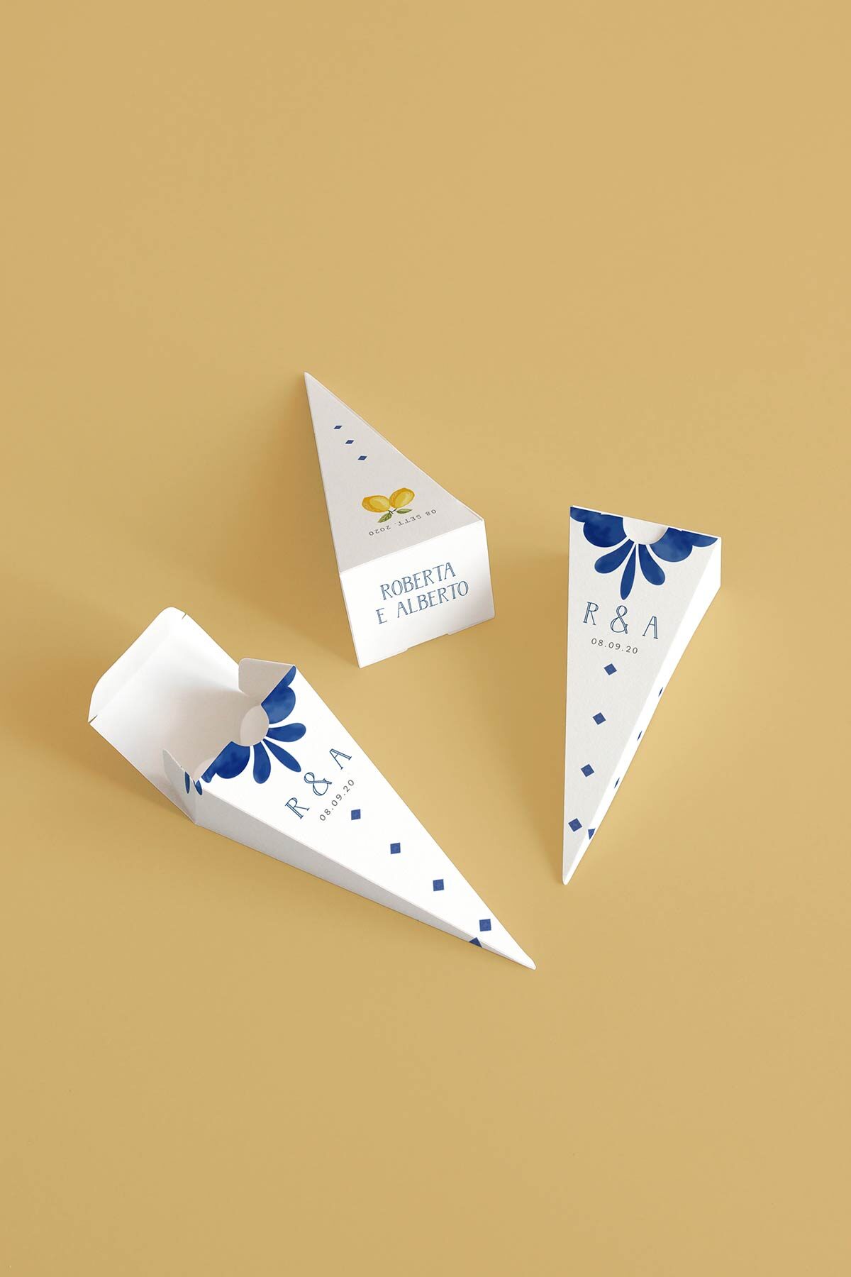 Cono Portariso A Piramide Stampato Limoni