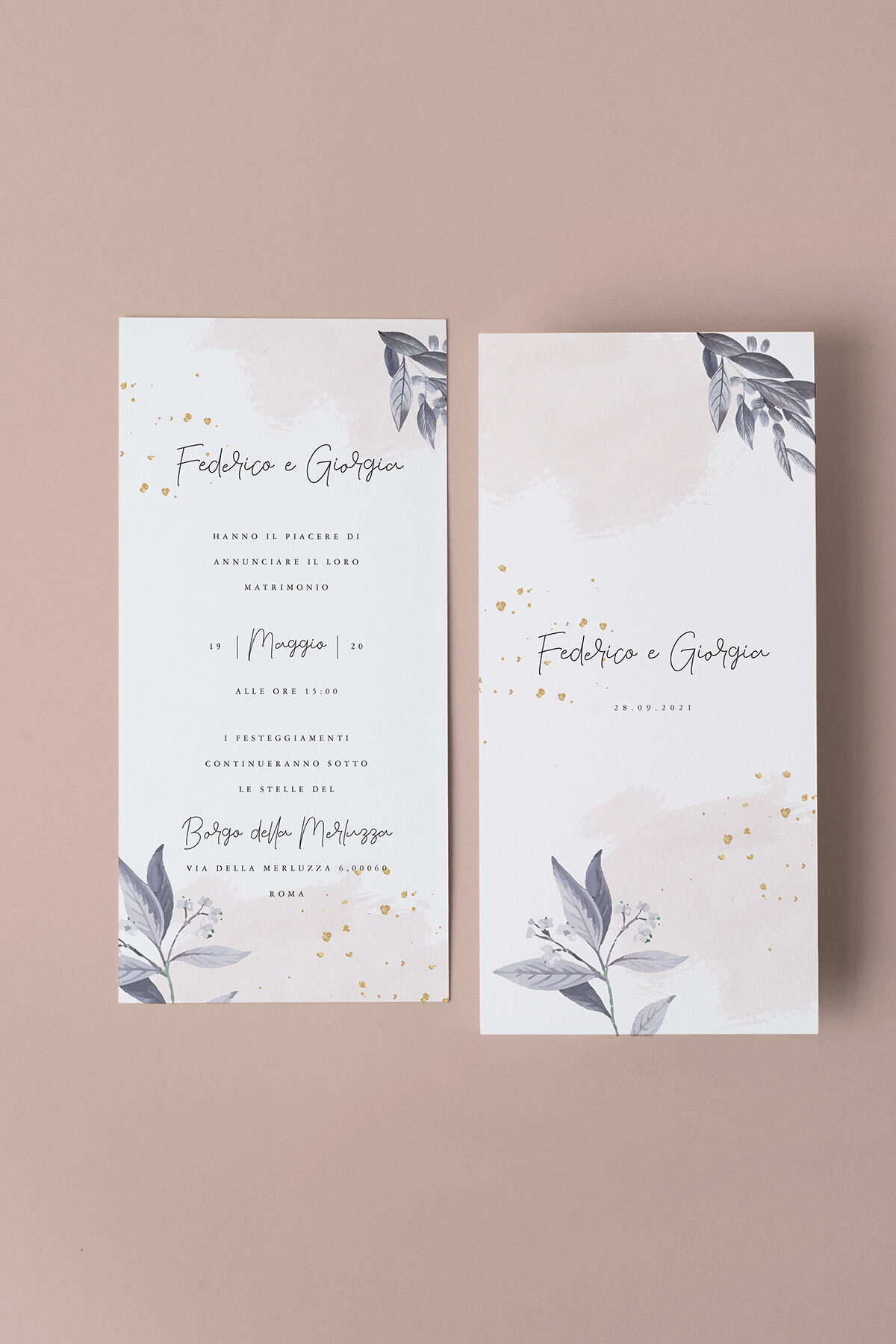 Partecipazione di Matrimonio Rose Gold Essential Verticale